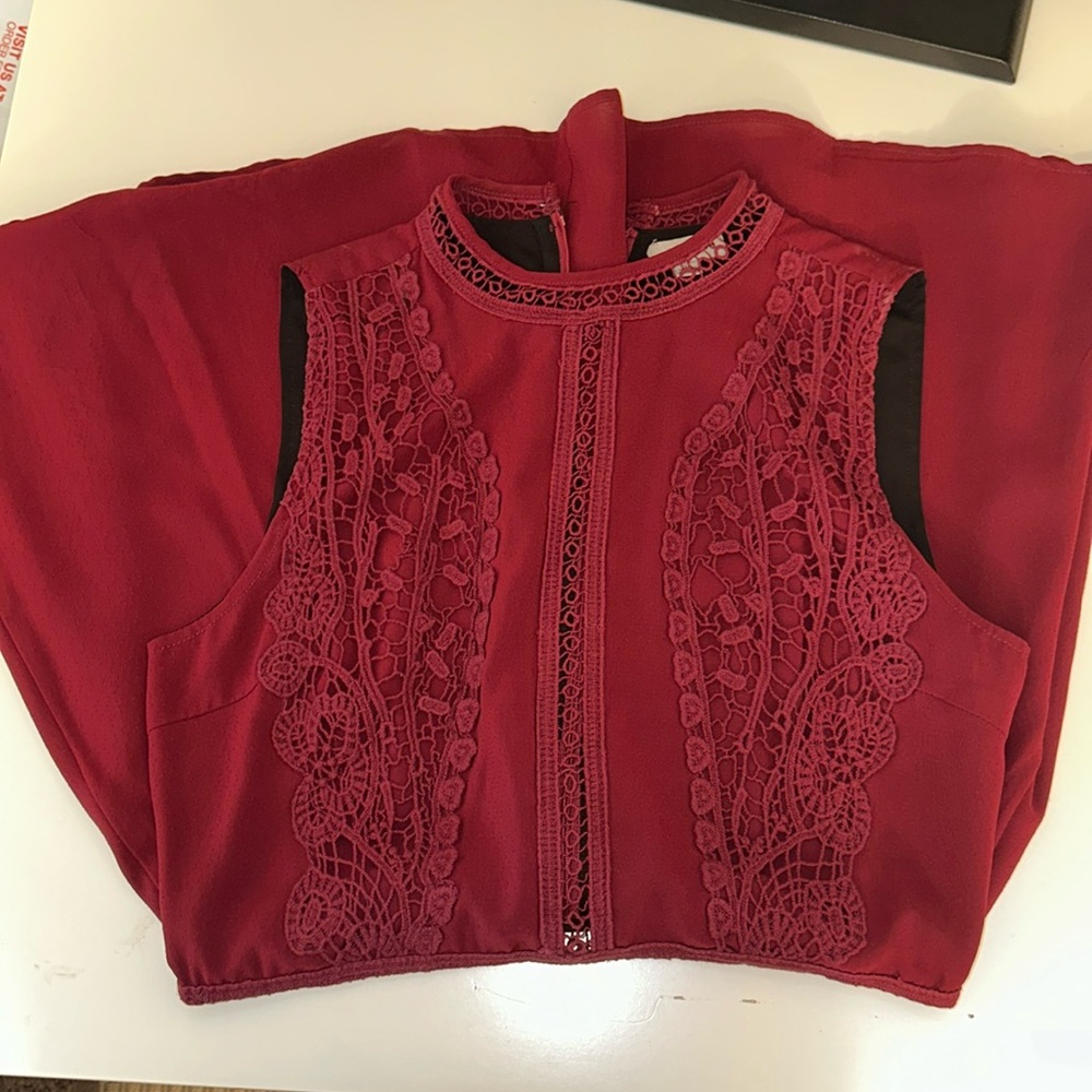 Wine color mid dress